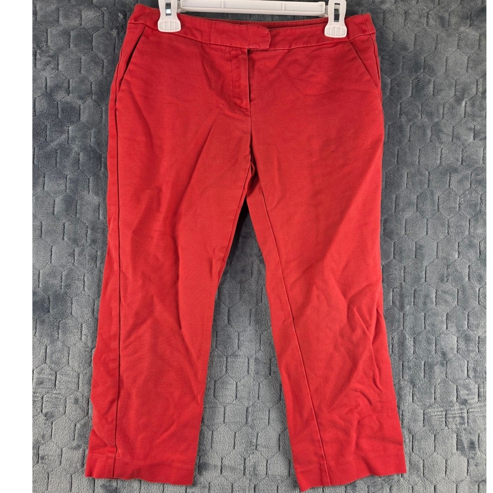 Jones New York Red Straight Leg Stretch Cotton Pants Size 2 Career Trousers